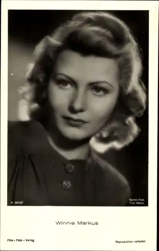 Ak Schauspielerin Winnie Markus, Portrait, Berlin Film A 3870 1