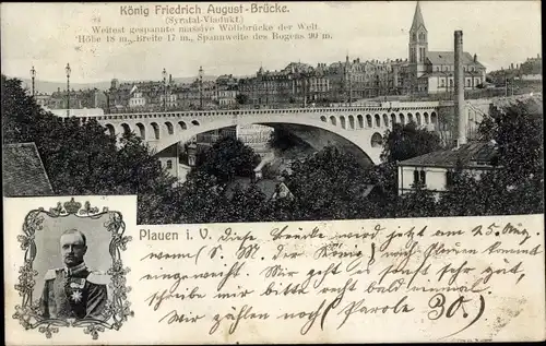 Ak Plauen im Vogtland, König Friedrich August Brücke, Viadukt