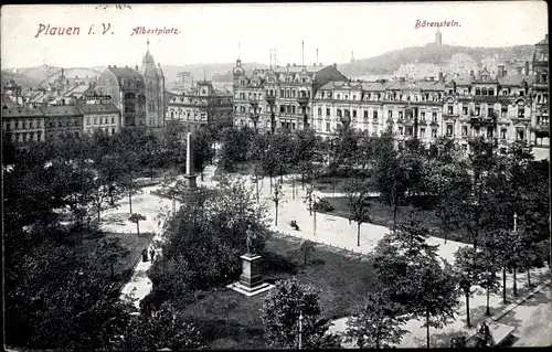 Ak Plauen im Vogtland, Albertplatz, Bärenstein, Denkmal