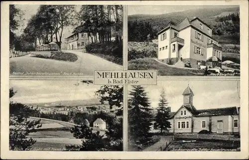 Ak Mühlhausen Bad Elster Vogtland, Gasthof Sohler Sauerbrunnen, Haus Bergfried, Sachsenquelle