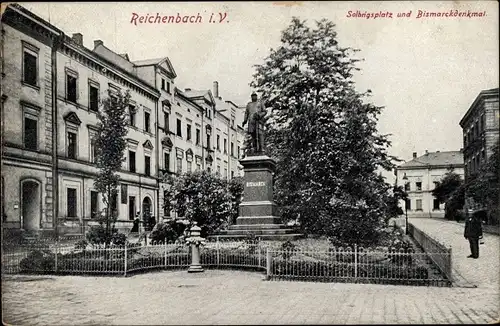 Ak Reichenbach Vogtland, Solbrigsplatz, Bismarckdenkmal