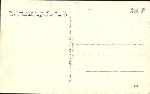 Ak Wilthen in der Oberlausitz, Mönchswalder Berg, Waldhaus Jägersruh