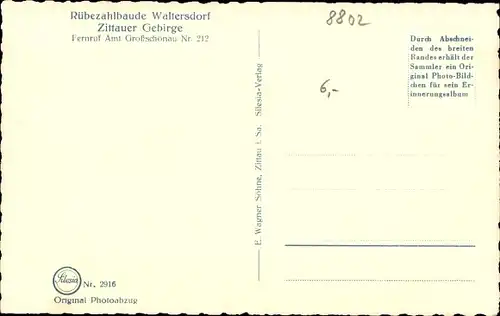 Ak Waltersdorf (Amtsh. Zittau) Großschönau in der Oberlausitz, Rübezahlbaude