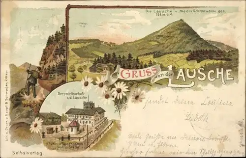 Künstler Litho Boldt, E., Waltersdorf Großschönau Oberlausitz, Lausche, Bergwirtschaft