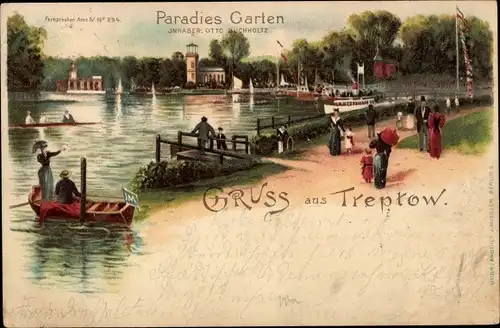 Litho Berlin Treptow, Kaiser Wilhelmgarten, Dampferanlegestelle