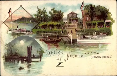 Mondschein Litho Nedlitz Potsdam in Brandenburg, Restaurant Schweizerhaus
