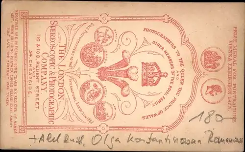 CdV Olga Konstantinowna Romanowa, Königin von Griechenland