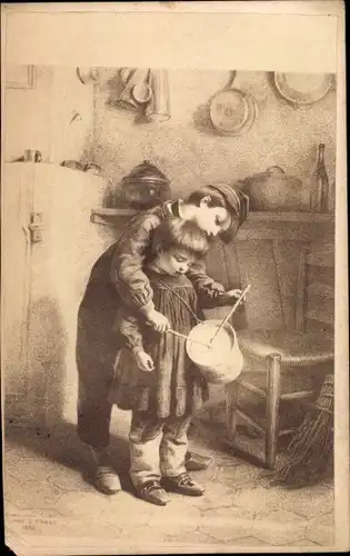 Foto Fotografie eines Gemäldes, Kinder, Trommel