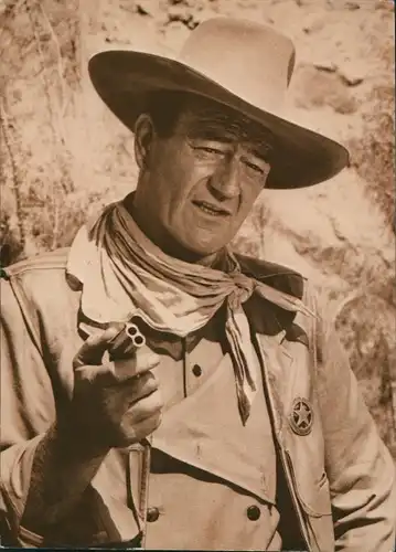 Ak Schauspieler John Wayne, Portrait, Sheriff, Revolver