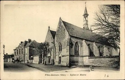 Ak Fitz James-Oise, Kirche, Rathaus