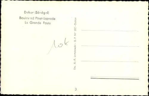 Ak Dakar Senegal, Boulevard Pinet Laparade, La Grande Poste
