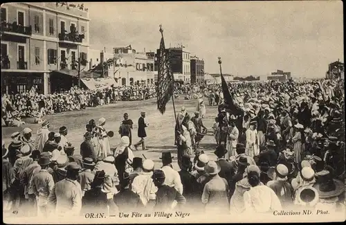 Ak Oran Algerien, Une Fête au Village Nègre