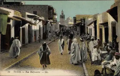 Ak Tunis Tunesien, Rue Halfaouine, Café Arabe, indigenes