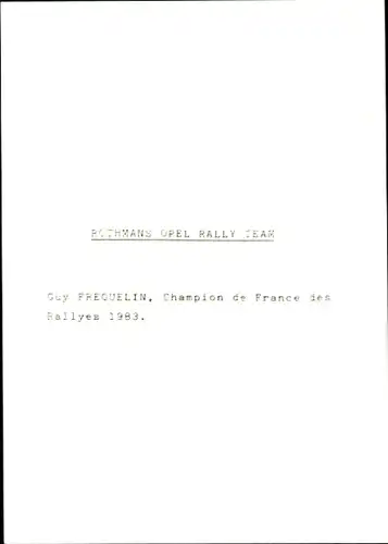 Foto Rundstreckenrennfahrer Guy Fréquelin, Portrait, Opel Rally-Team