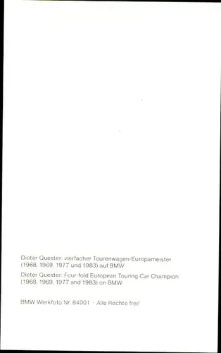 Foto Ak Automobilrennfahrer Dieter Quester, Portrait