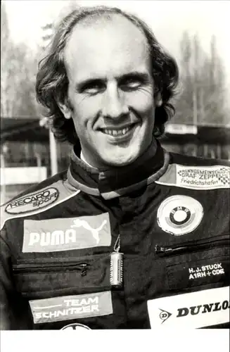 Foto Ak Automobilrennfahrer Hans-Joachim Stuck, Portrait, BMW-Team
