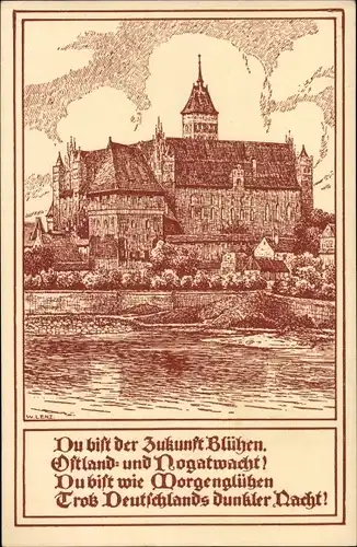 Künstler Ak Lenz, Marienburg Malbork Westpreußen, Marienburg, Gedicht Franz Lüdike