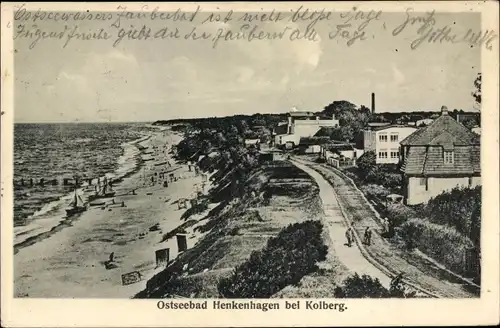 Ak Ustronie Morskie Ostseebad Henkenhagen Pommern, Strand, Promenade