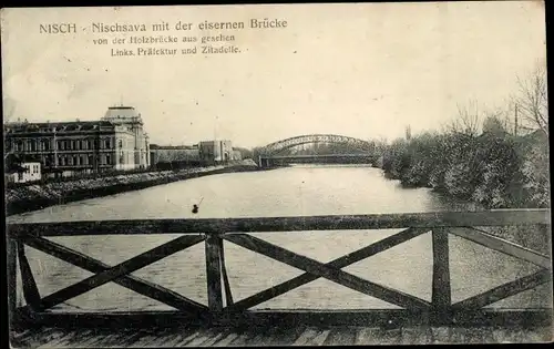 Ak Niš Nisch Serbien, Nischsava, Präfektur, Zitadelle, Brücke