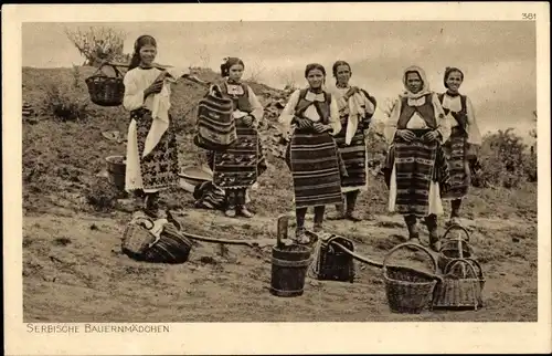 Ak Serbische Bauernmädchen in Tracht, Krieg 1914-15