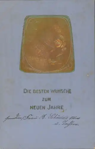 Präge Ak Glückwunsch Neujahr, Frau beim Pflücken