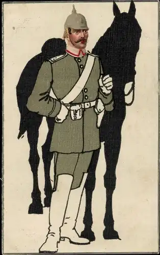 Ak Deutscher Soldat in Uniform, Pferd, Kaiserzeit