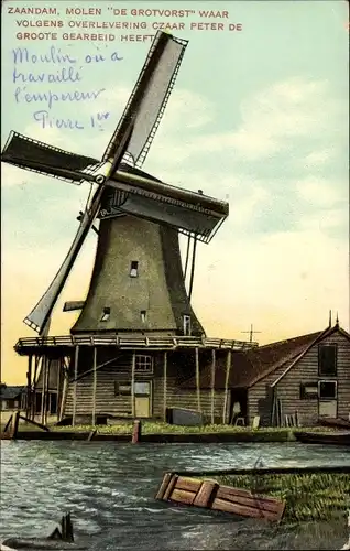 Ak Zaandam Zaanstad Nordholland, Mühle De Grotvorst