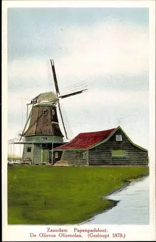 Ak Zaandam Zaanstad Nordholland, De Olievos Oliemolen