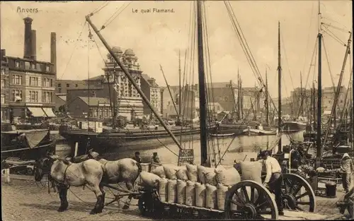 Ak Anvers Antwerpen Flandern, Der Flamand-Kai