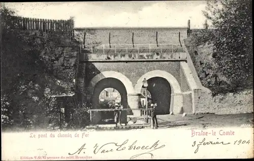 Ak Braine le Comte Wallonie Hennegau, Eisenbahnbrücke