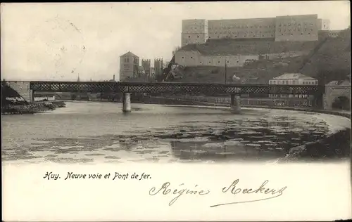 Ak Huy Wallonie Lüttich, Neue Strecke, Eisenbrücke