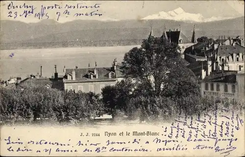 Ak Nyon, Kanton Waadt, Teilansicht und Mont Blanc