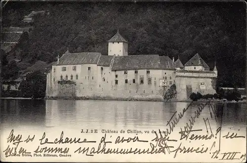 Ak Chillon Montreux Kanton Waadt, Schloss, vom See aus gesehen