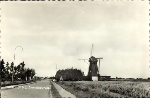 Ak Budel Cranendonck Nordbrabant Niederlande, Grootschoterweg, Molen