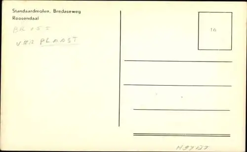 Ak Roosendaal Nordbrabant Niederlande, Standardmühle am Bredaseweg