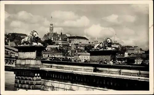 Ak Budapest Ungarn, Stadt von der Brücke gesehen