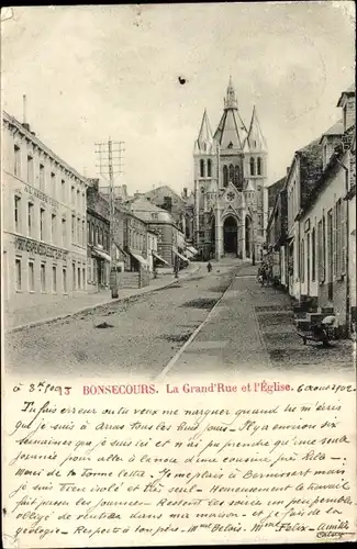 Ak Bon Secours Bonsecours Péruwelz Hennegau, Grande Rue, L'Eglise