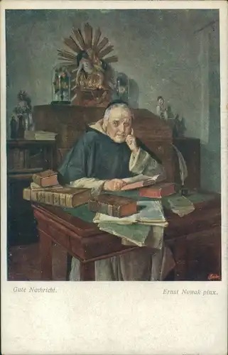 Künstler Ak Nowak, Ernst, Gute Nachricht, Priester