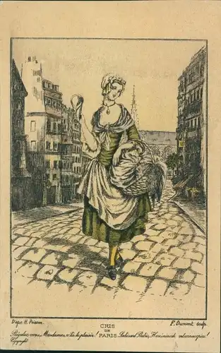 Künstler Ak Dumont, Paris, Dienstmädchen mit Korb