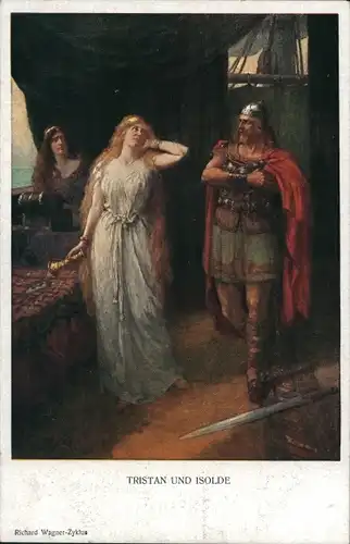 Ak Tristan und Isolde, Richard Wagner, Opernszene