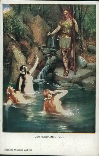 Ak Götterdämmerung, Richard Wagner, Opernszene