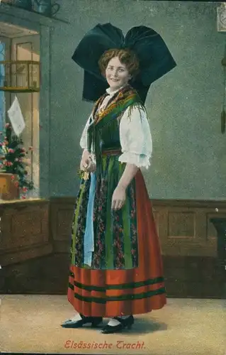 Ak Elsass, Frau in Tracht