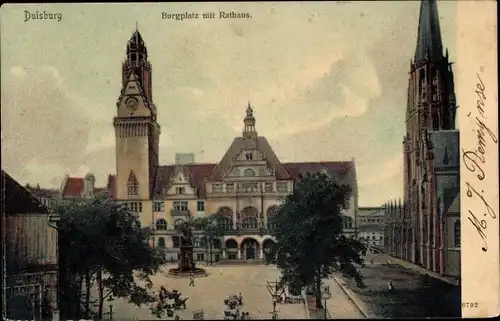 Ak Duisburg im Ruhrgebiet, Burgplatz mit Rathaus