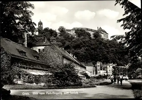 Ak Greiz im Vogtland, Leninpark, Passanten, Schloss