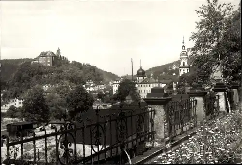 Ak Greiz im Vogtland, Teilansicht, Burg, Kirchturm