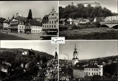 Ak Greiz im Vogtland, Puschkinplatz, Schloss, Stadtkirche, unteres Schloss