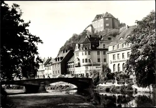 Ak Greiz in Thüringen, Brücke, Kreissparkasse, Konsum Gaststätte