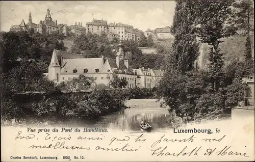 Postkarte Luxemburg Luxemburg, Blick von der Hundhausbrücke aus