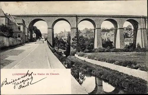 Ak Luxembourg Luxemburg, Das Clausen-Viadukt