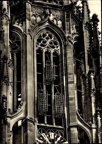 Ak Münster in Westfalen, Wiedertäuferkäfige an der Lambertikirche